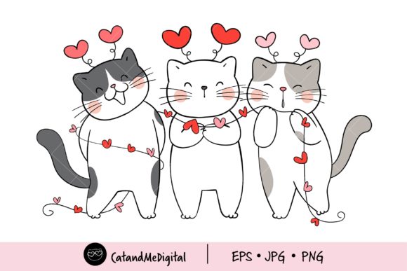Download Cute Cat Valentine Clipart. - Premium Bundle