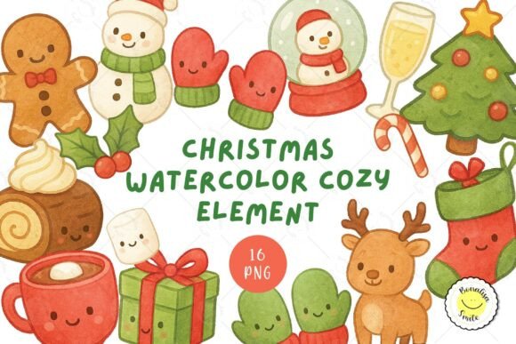 Download Christmas Watercolor Cute Cozy Element - Premium Resources