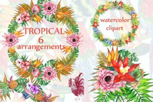 Download Tropic Watercolor Clipart TROPICAL FLOWERS Tropical Wreaths Flower Bouquets Summer Clipart - Tropic Collection