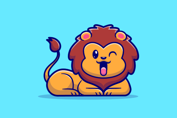Download Cute Lion Smiling Cartoon Illustration - Premium Resources