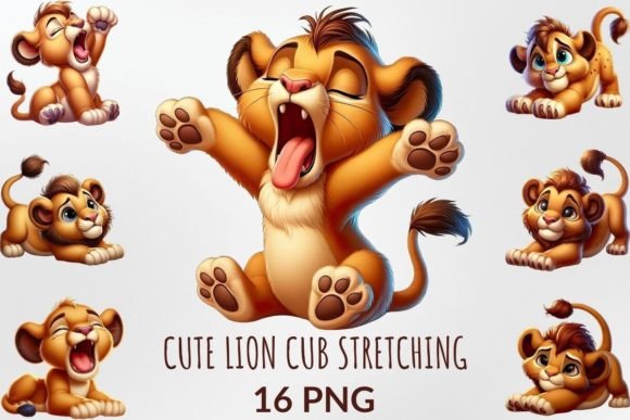 Download Cute Lion Cub Stretching Sublimation - Cute lion Collection