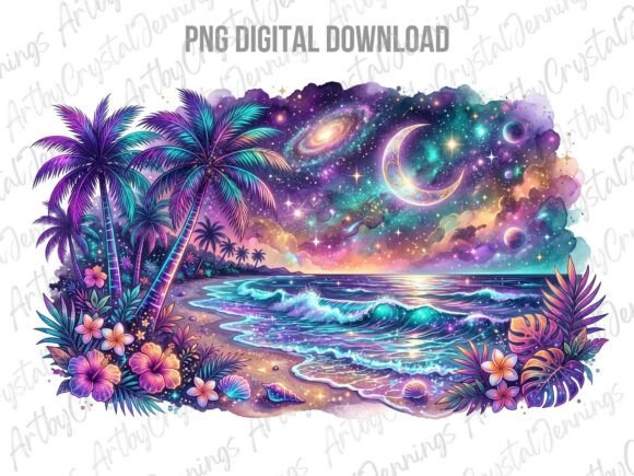 Download Celestial Galaxy Tropical Beach PNG - Tropic Collection