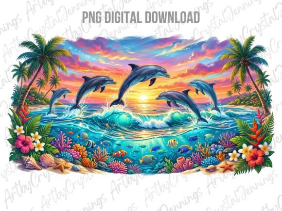 Download Dolphin Sunset Tropical Ocean PNG - Tropic Collection