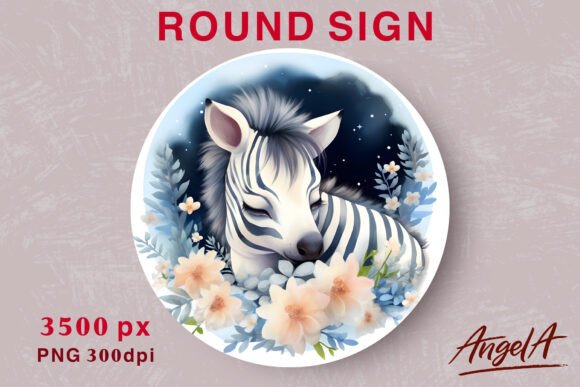 Download Sleeping Zebra Kids Wall Art Round Desig - Kids wall art Collection