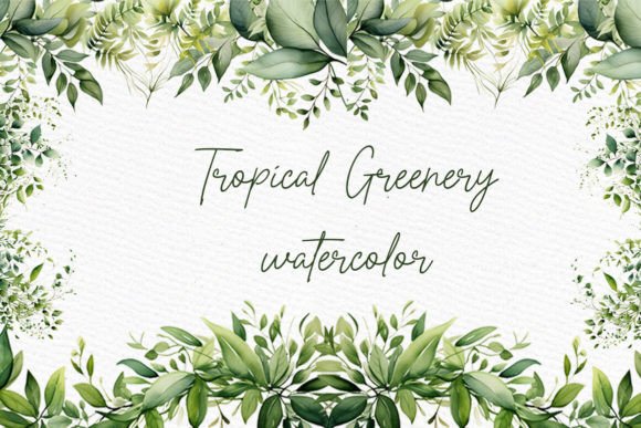 Download Watercolor Tropical Greenery Clipart - Tropic Collection