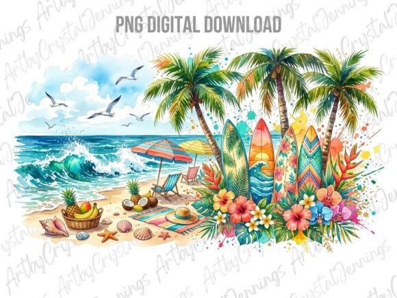 Download Summer Beach Watercolor Clipart PNG - Watercolor clipart png Collection