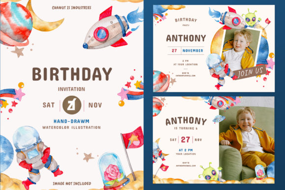 Download Space Theme Birthday Invitation Card - Invitation card Collection