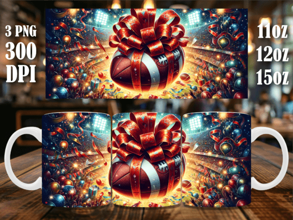 Download Holiday Ribbon Gift Football Mug Wrap - Holiday ribbon Collection