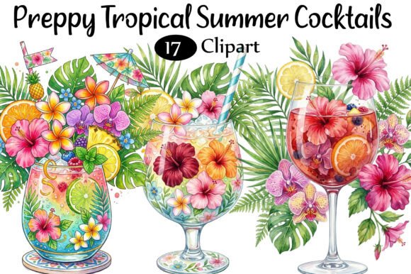 Download Preppy Tropical Summer Cocktails PNG - Tropic Collection
