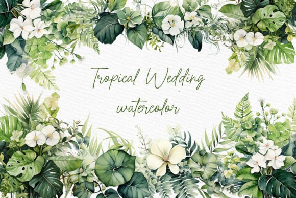 Download Watercolor Tropical Greenery Clipart - Tropic Collection