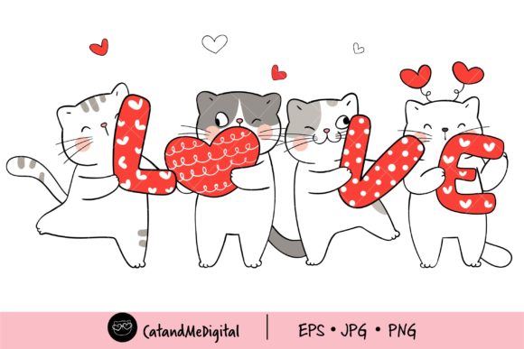 Download Love Cat Valentine Clipart. - Premium Resources