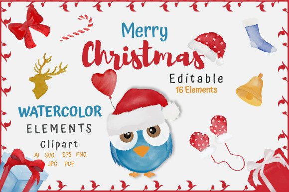 Download Christmas Watercolor Elements Collection - Christmas watercolor elements Collection