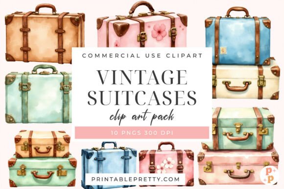 Download Vintage Suitcase Watercolor Clipart PNG - Watercolor clipart png Collection
