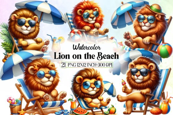 Download Cute Lion on the Beach Sublimation - Premium Resources