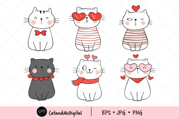 Download Cute Cat Valentine Clipart. - Premium Bundle