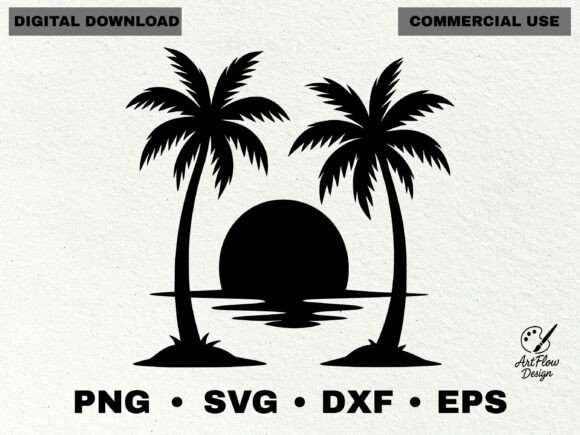 Download Tropical Sunset Palm Trees Silhouette - Tropic Collection