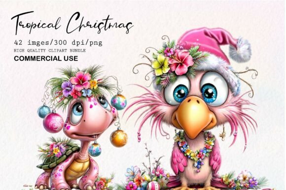 Download Whimsical Tropical Christmas Clipart - Tropic Collection