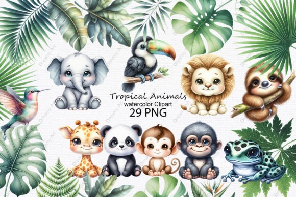 Download Tropical Animals Watercolor Clipart - Tropic Collection